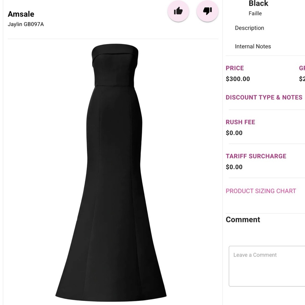 Amsale Elegant Black Strapless Gown